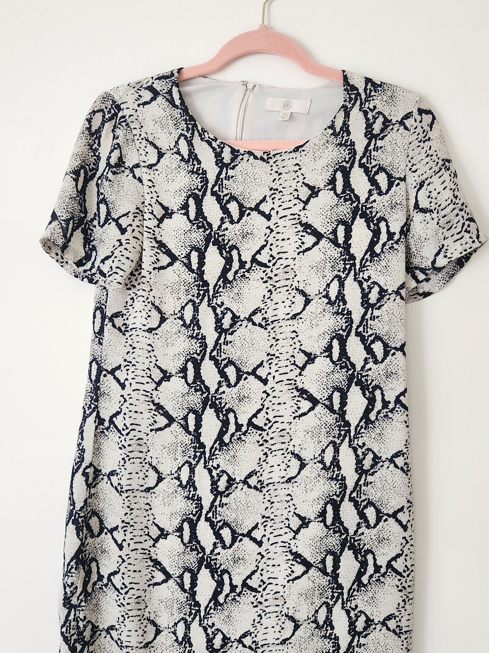 Work Business Appropriate Abstract Black & White Snakeprint Dress